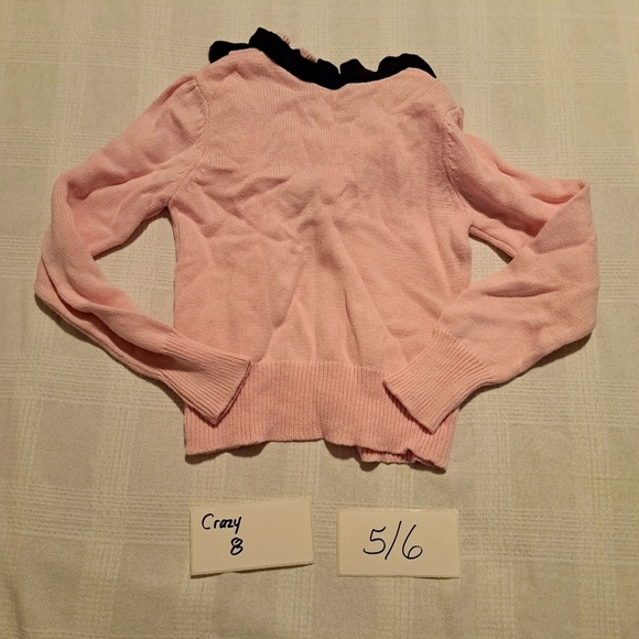 Crazy 8 girls size 5/6 pink cardigan with ruffled trim with brown ruffle accent - Picture 3 of 4
